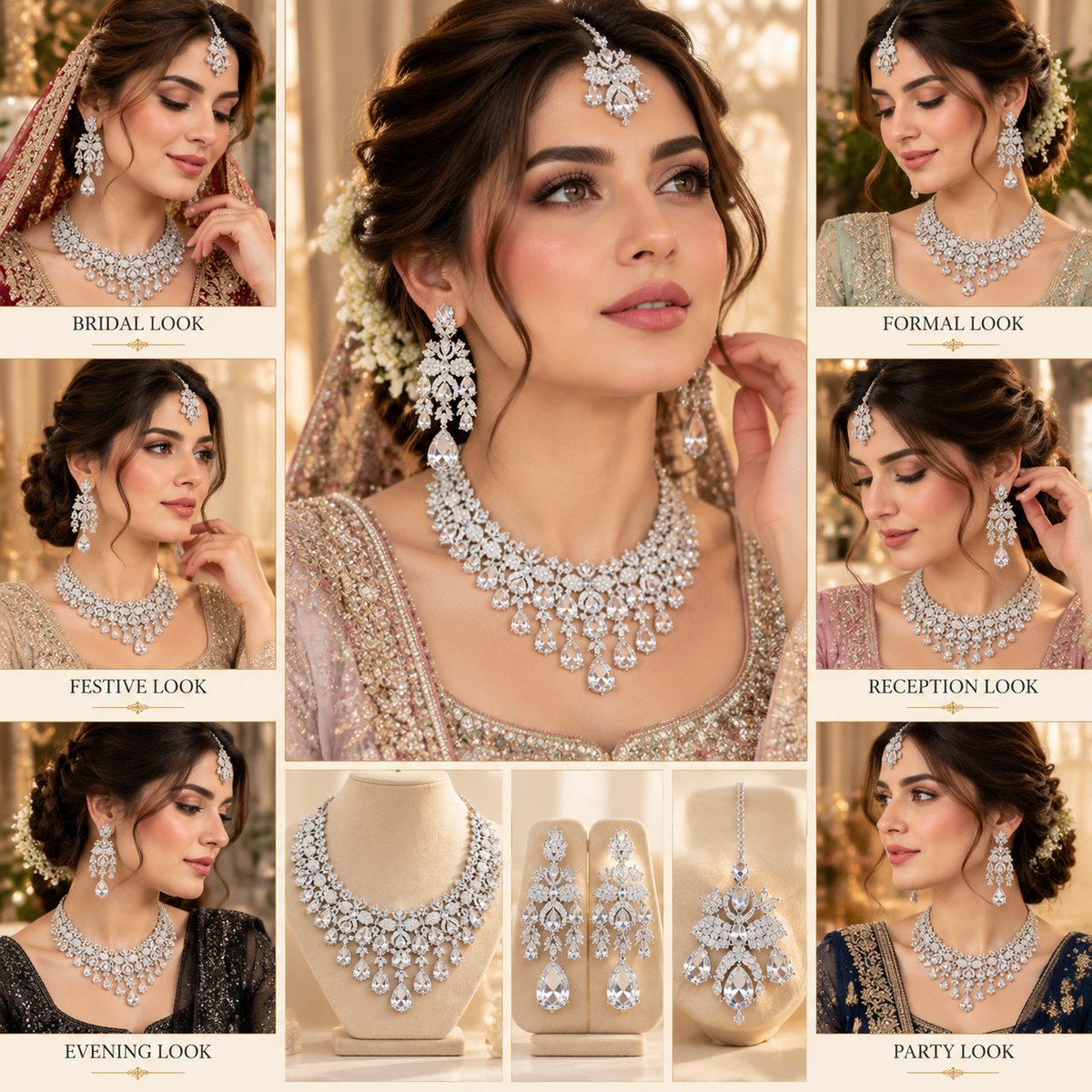 American Diamond Zircon Jewelry Set-25