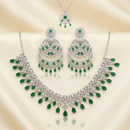American Diamond Zircon Jewelry Set-23