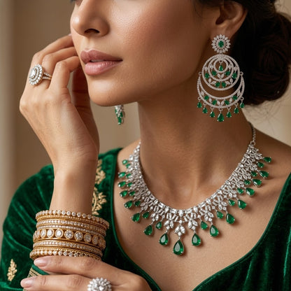 American Diamond Zircon Jewelry Set-23