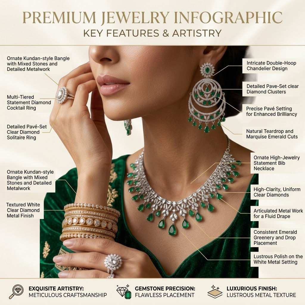 American Diamond Zircon Jewelry Set-23