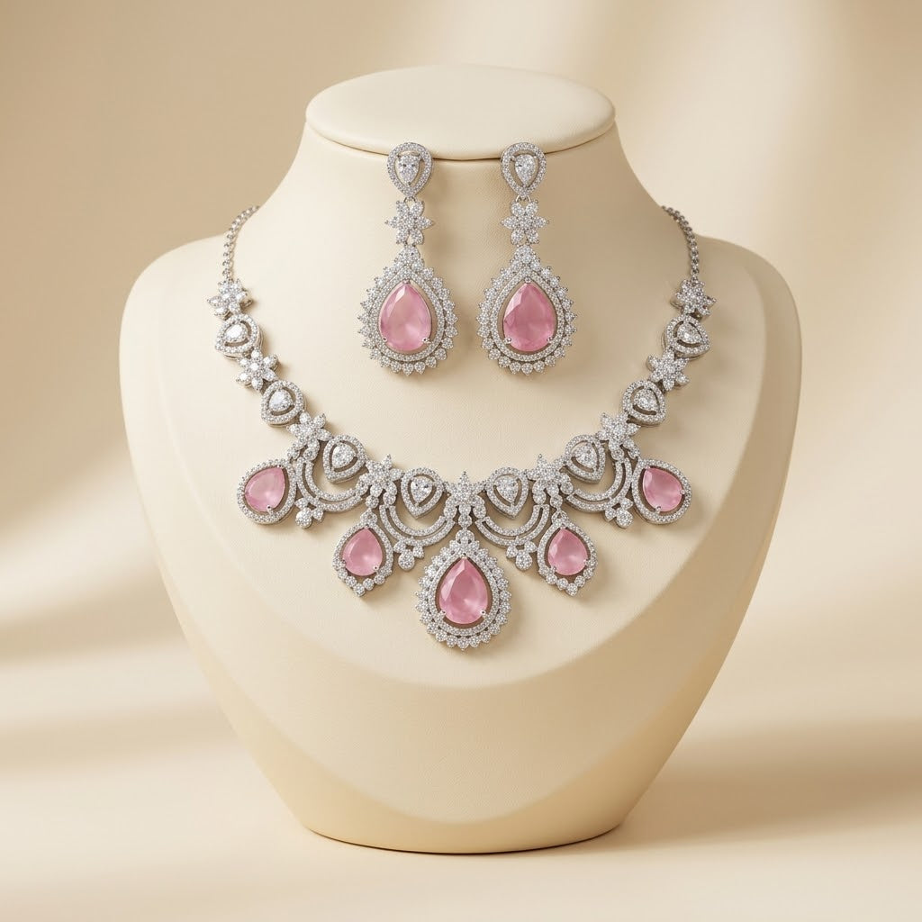 American Diamond Zircon Jewelry Set-22
