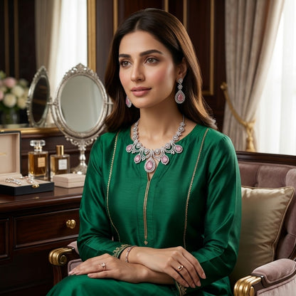 American Diamond Zircon Jewelry Set-22
