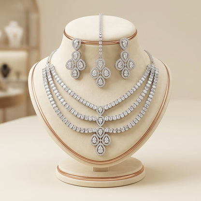 American Diamond Zircon Jewelry Set-21