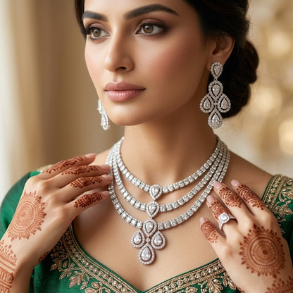 American Diamond Zircon Jewelry Set-21