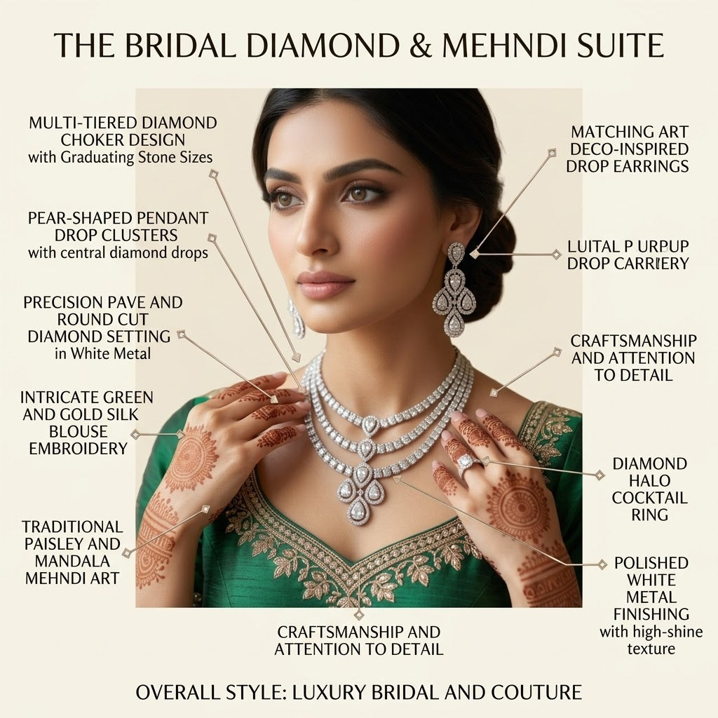 American Diamond Zircon Jewelry Set-21