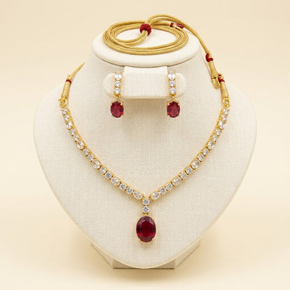 American Diamond Zircon Jewelry Set-19