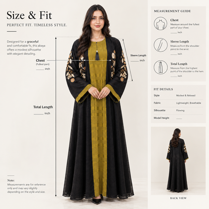 Naeem Boutique – 2-Piece Embroidered Abaya Set with Chiffon Jacket
