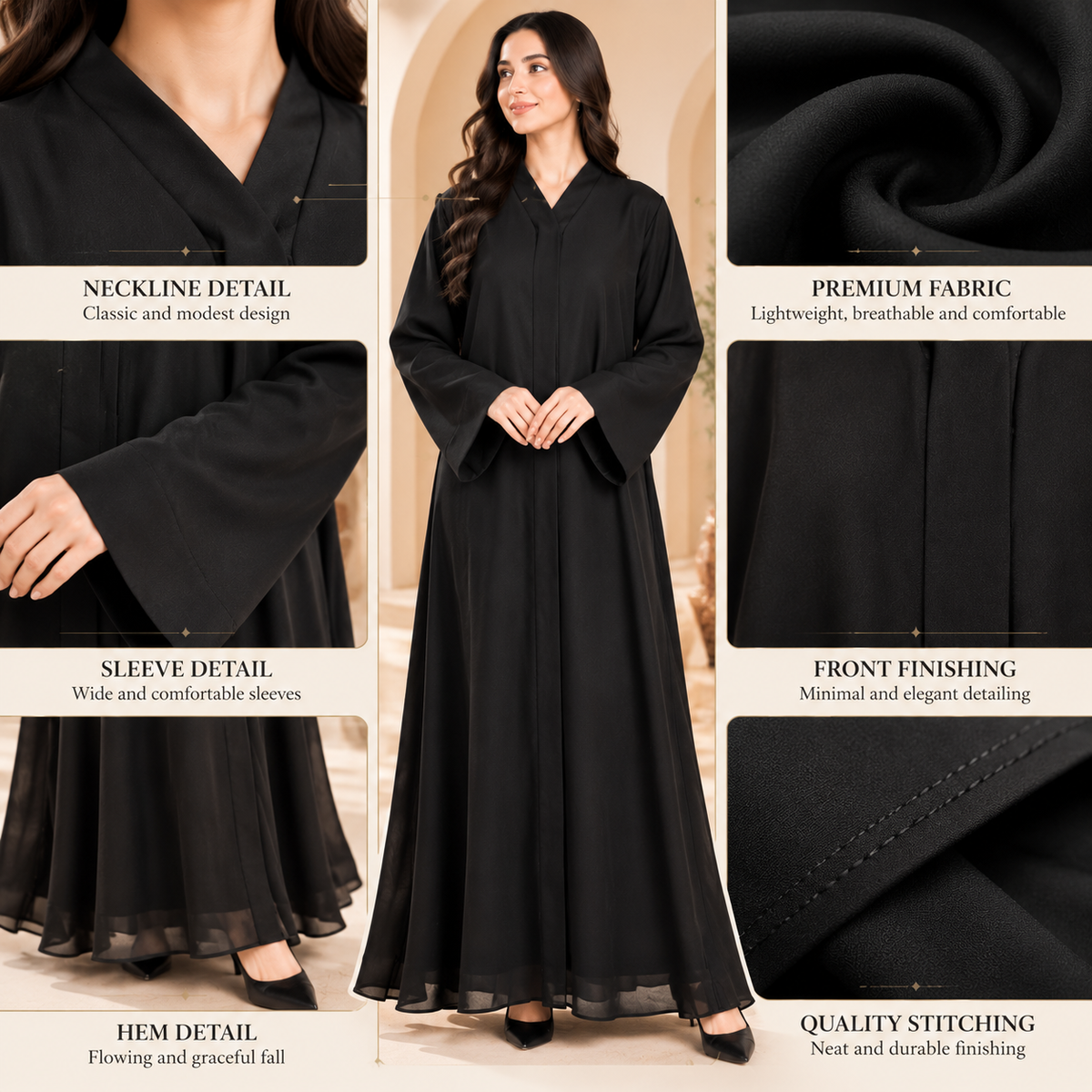 Elegant Front Open Abaya