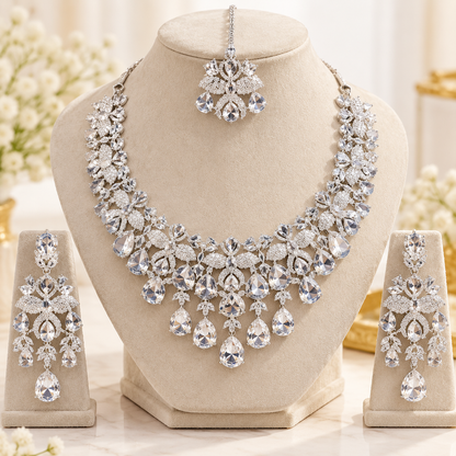 American Diamond Zircon Jewelry Set-14