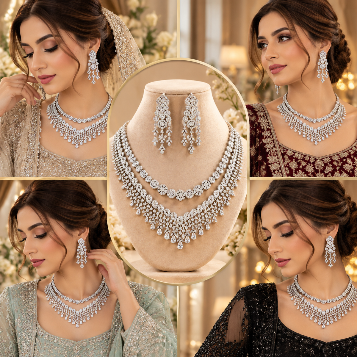 American Diamond Zircon Jewelry Set-13