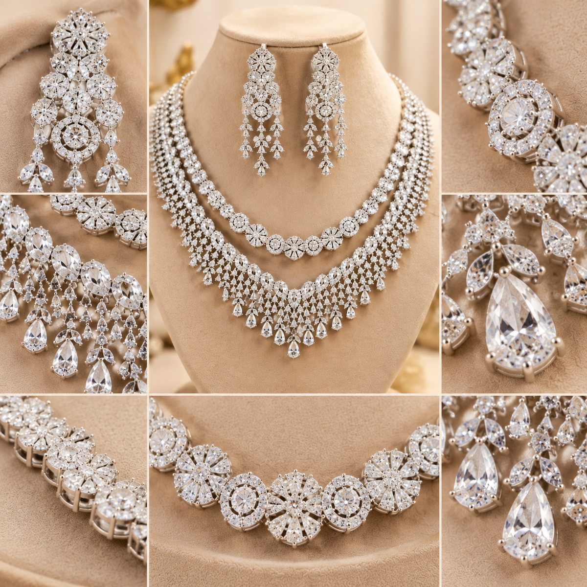 American Diamond Zircon Jewelry Set-24