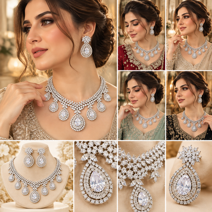 American Diamond Zircon Jewelry Set-17