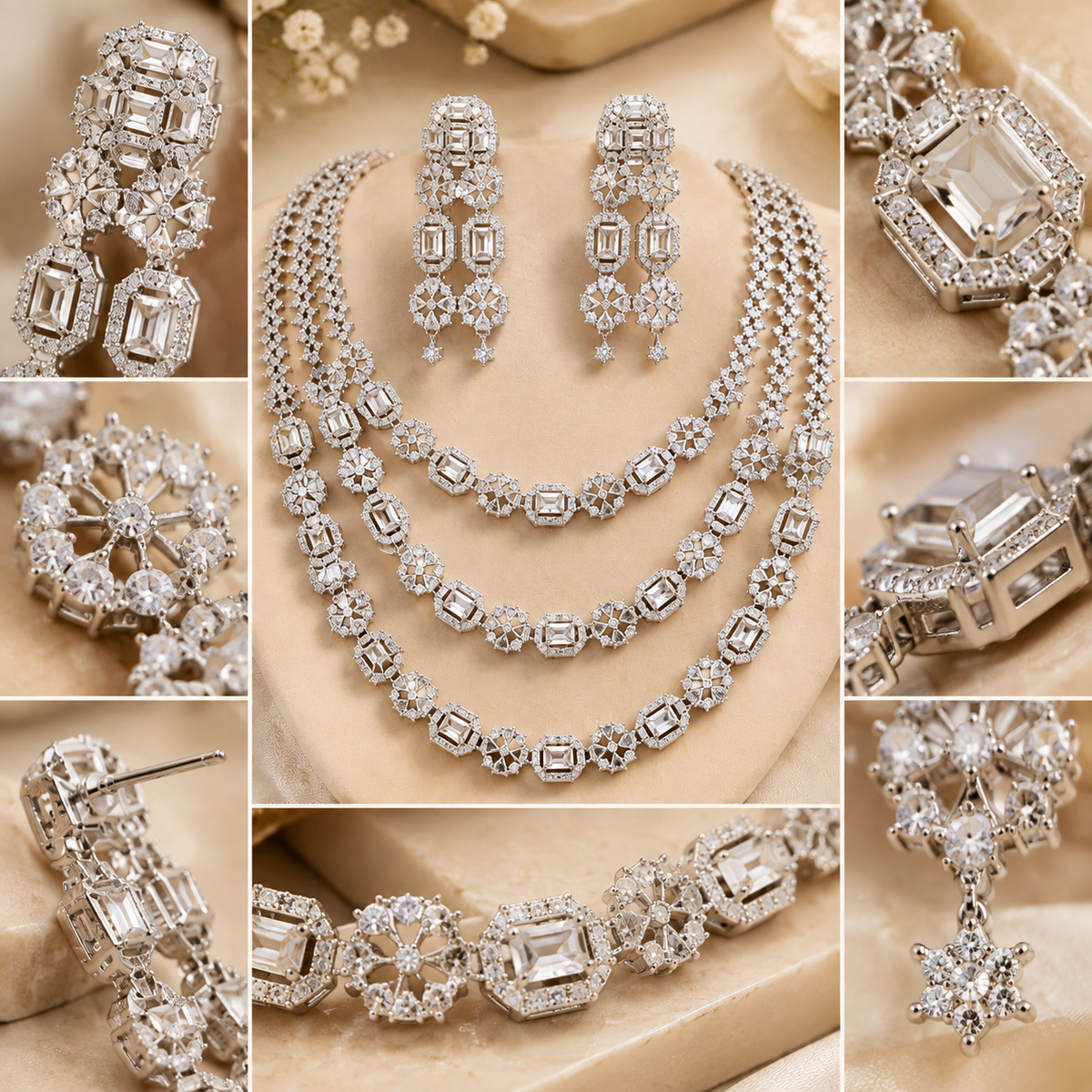 American Diamond Zircon Jewelry Set-18
