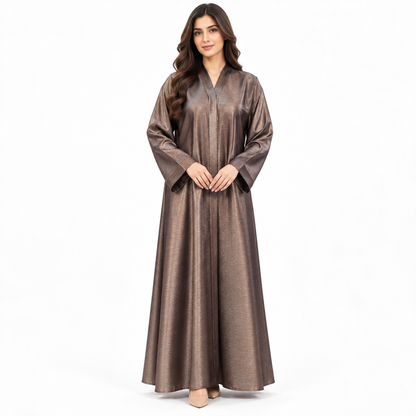 Naeem Boutique Metallic Bronze Abaya for Women – Luxury Shimmer Full-Length Maxi Abaya with Wide Sleeves, Elegant Modest Occasion Wear