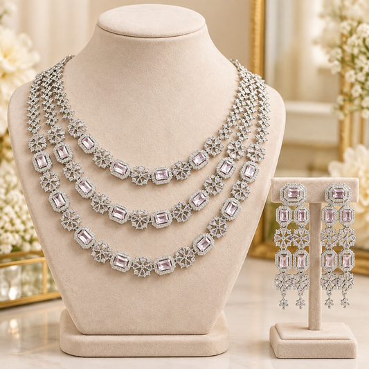 American Diamond Zircon Jewelry Set-18