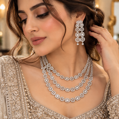 American Diamond Zircon Jewelry Set-18