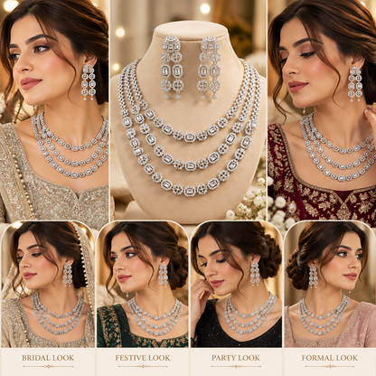 American Diamond Zircon Jewelry Set-18