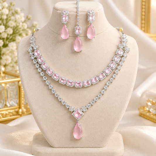 American Diamond Zircon Jewelry Set-34