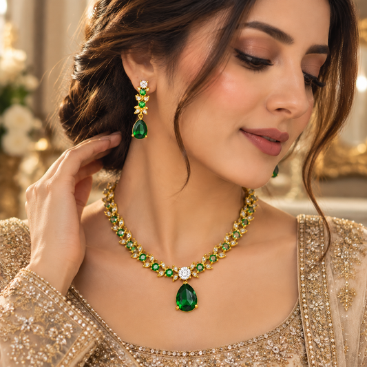 American Diamond Zircon Jewelry Set-39