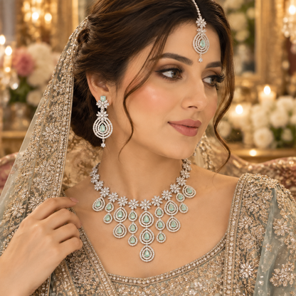 American Diamond Zircon Jewelry Set-33