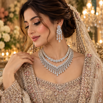 American Diamond Zircon Jewelry Set-13