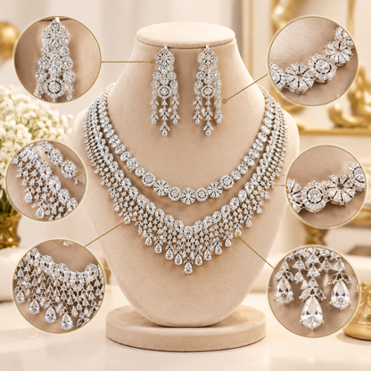 American Diamond Zircon Jewelry Set-15