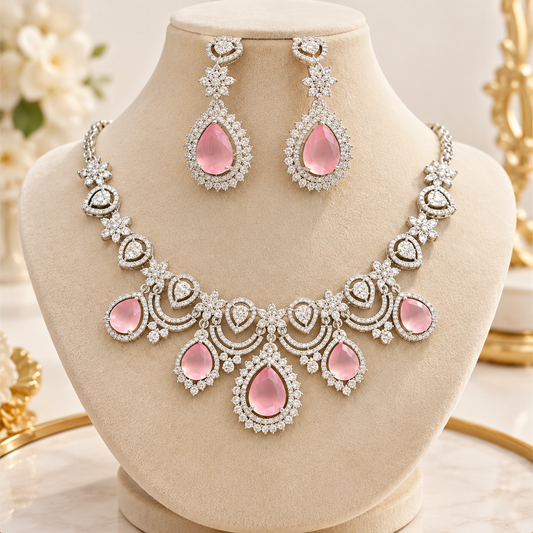 American Diamond Zircon Jewelry Set-11