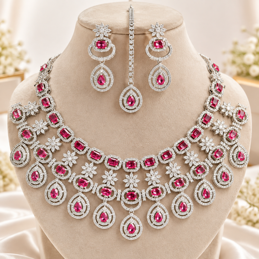 American Diamond Zircon Jewelry Set-39