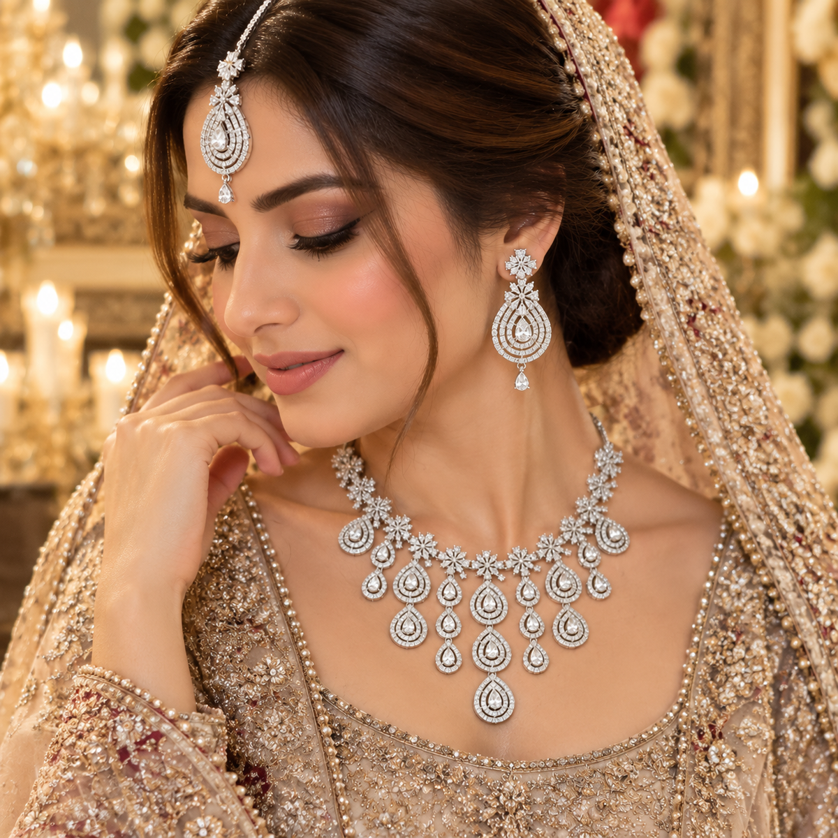 American Diamond Zircon Jewelry Set-28