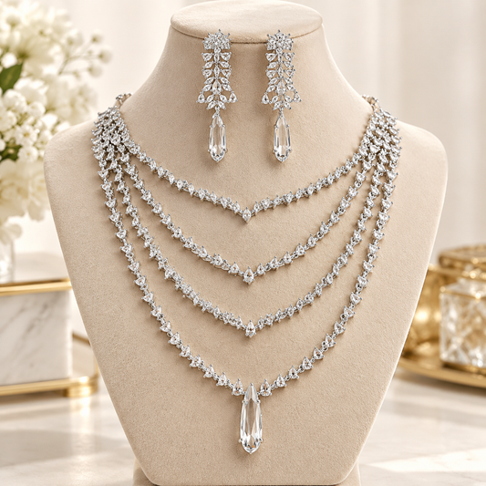 American Diamond Zircon Jewelry Set-36