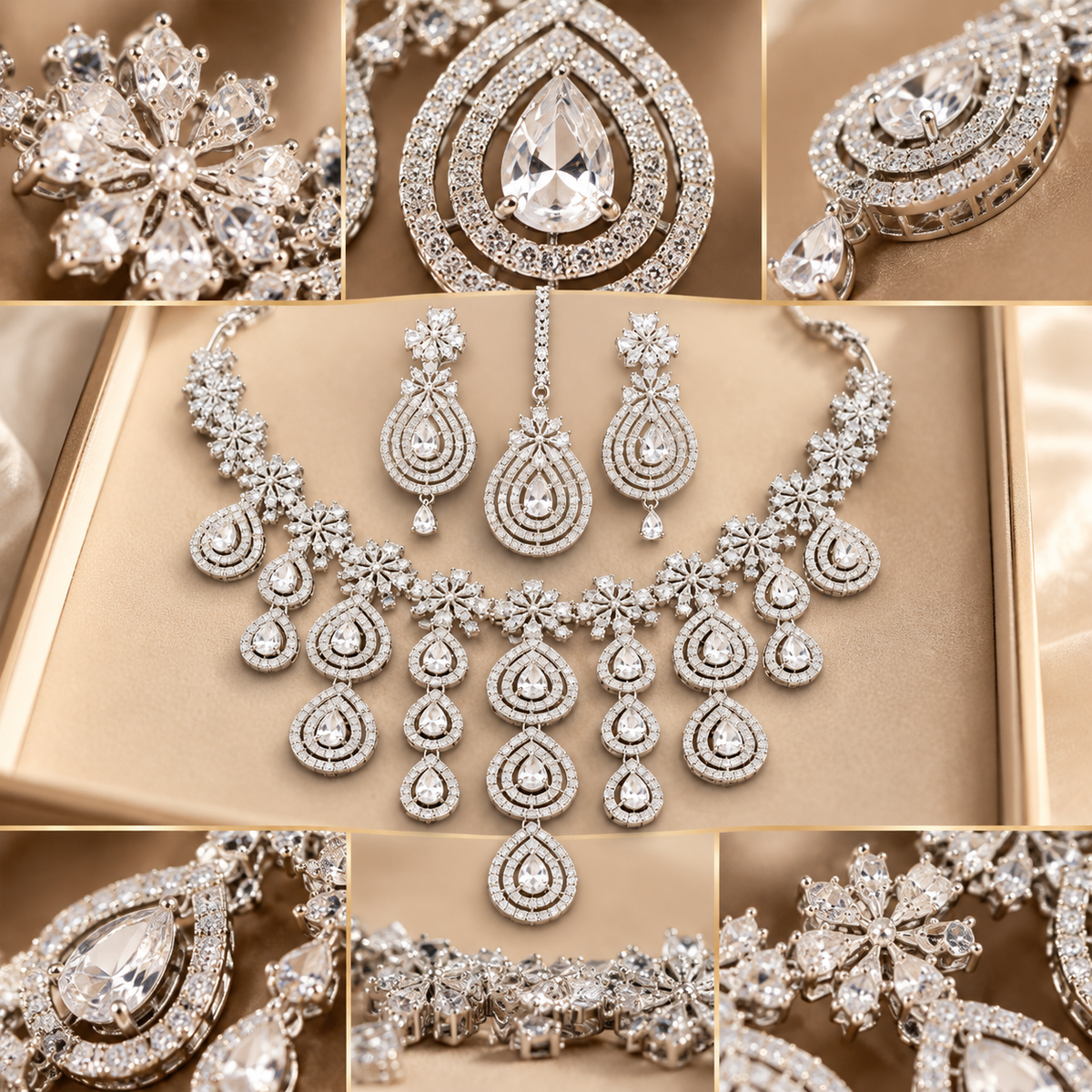 American Diamond Zircon Jewelry Set-28
