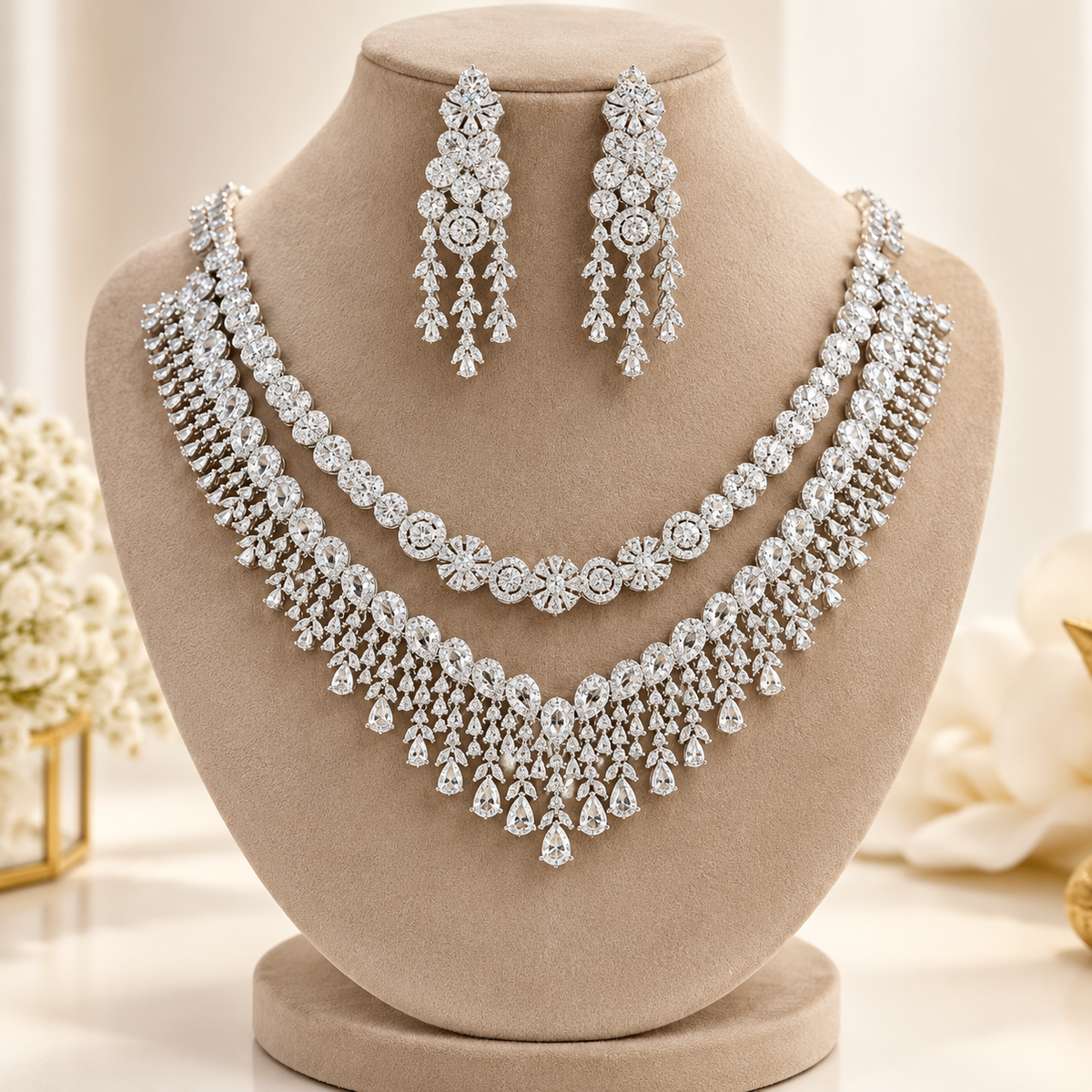 American Diamond Zircon Jewelry Set-24