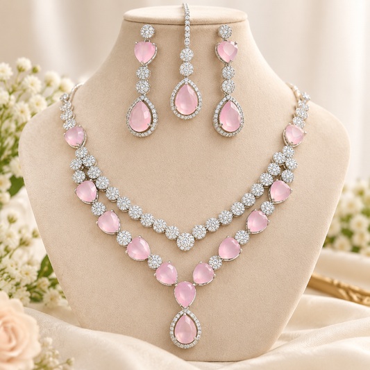 American Diamond Zircon Jewelry Set-27