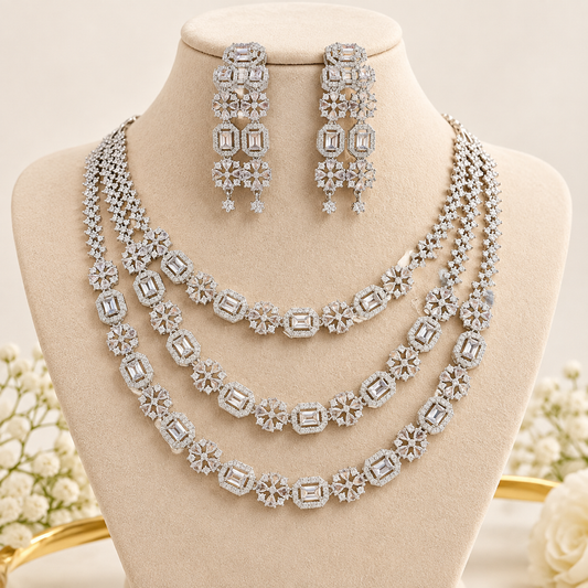 American Diamond Zircon Jewelry Set-35