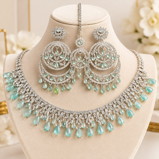American Diamond Zircon Jewelry Set-26
