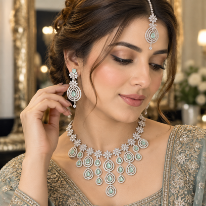 American Diamond Zircon Jewelry Set-16