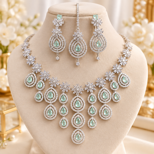 American Diamond Zircon Jewelry Set-33