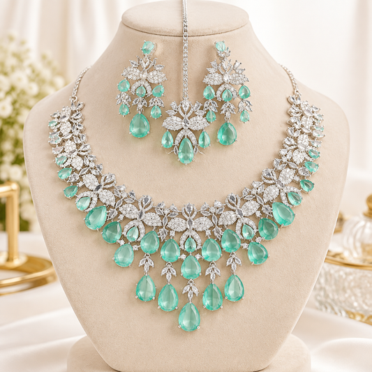 American Diamond Zircon Jewelry Set-32