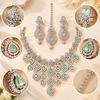 American Diamond Zircon Jewelry Set-16