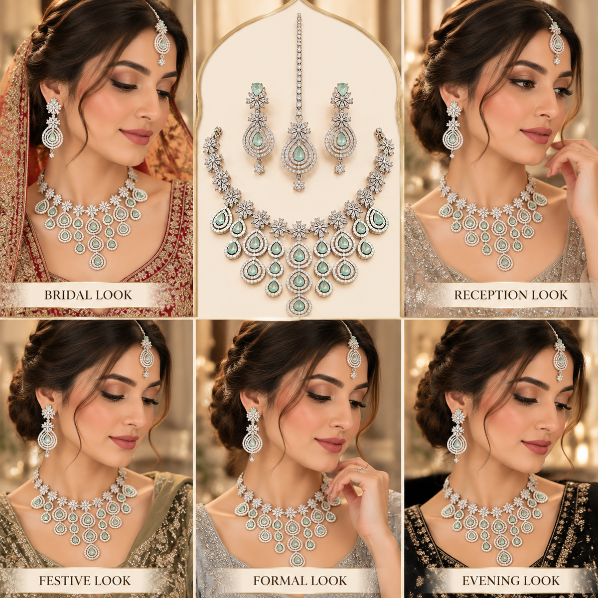 American Diamond Zircon Jewelry Set-16