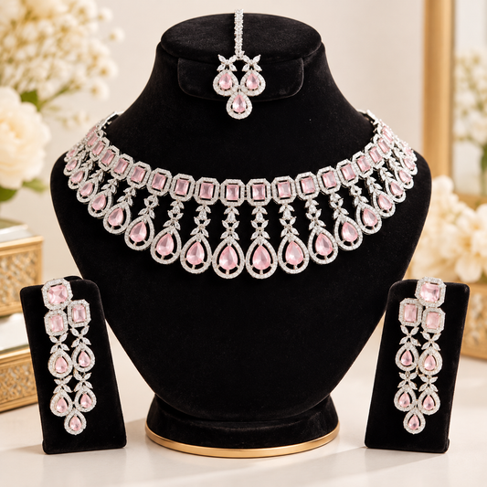 American Diamond Zircon Jewelry Set-31