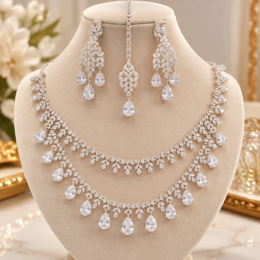 American Diamond Zircon Jewelry Set-30