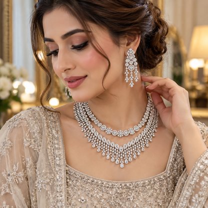American Diamond Zircon Jewelry Set-24